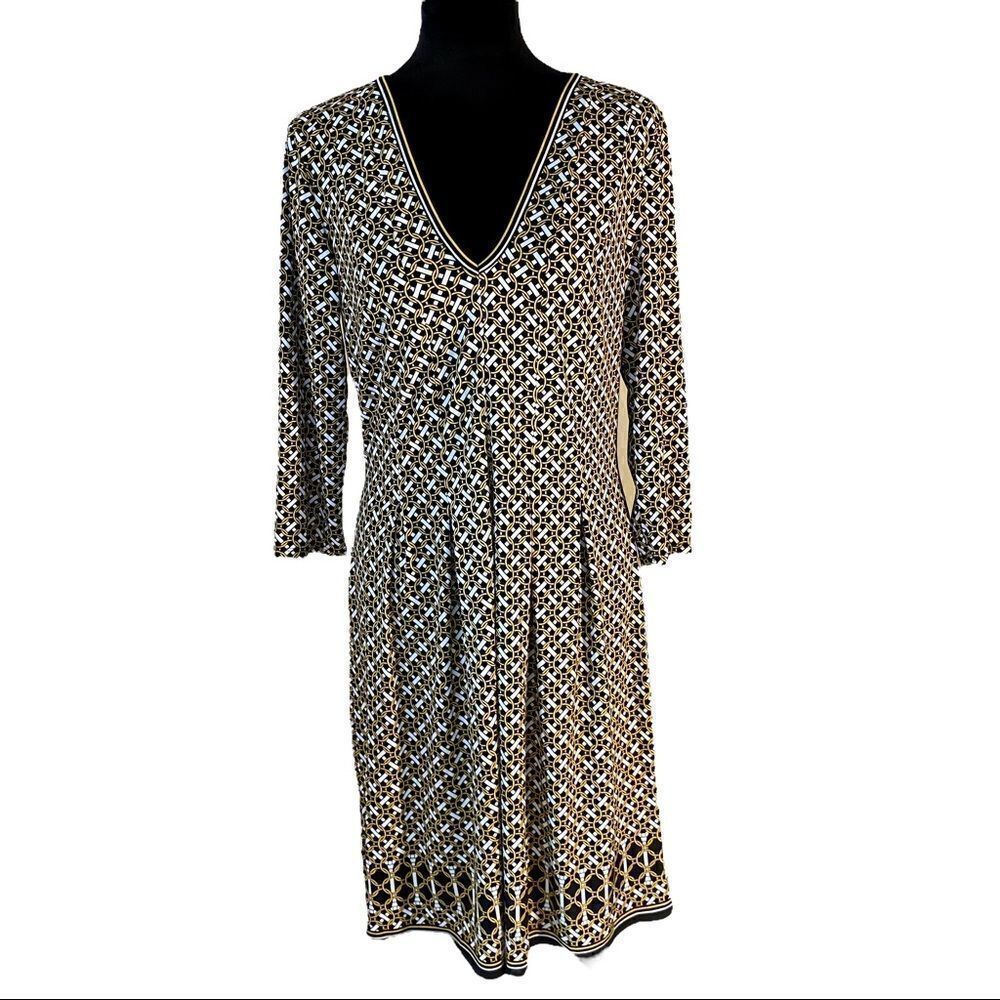 Max Studio V-Neck Pleated Midi Dress Sz. L